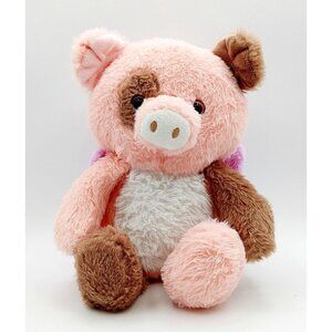KellyToy Pink Brown Flying Pig Purple Wings Pink Eyes Plush Stuffed Animal Toy